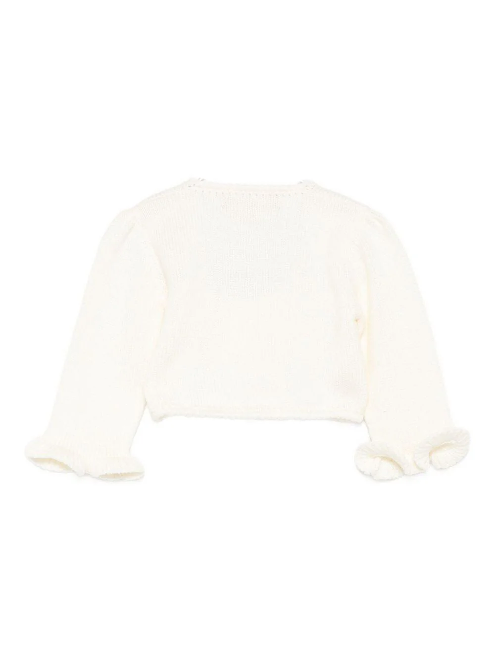 Cardigan per neonata La Stupenderia bianco con polsini arricciati - Image 2