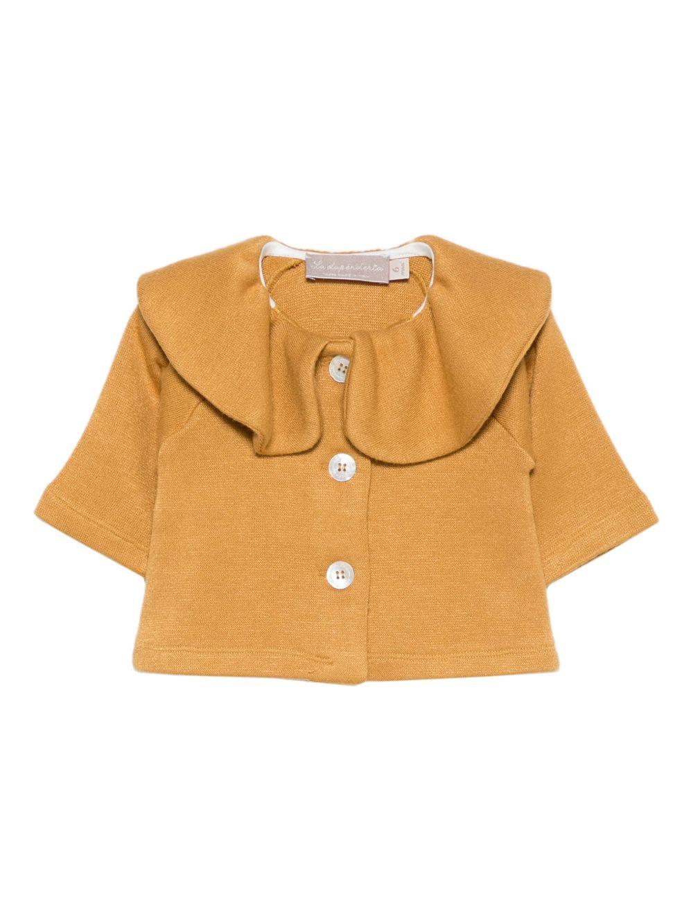 Cardigan per neonata La Stupenderia giallo con colletto arricciato