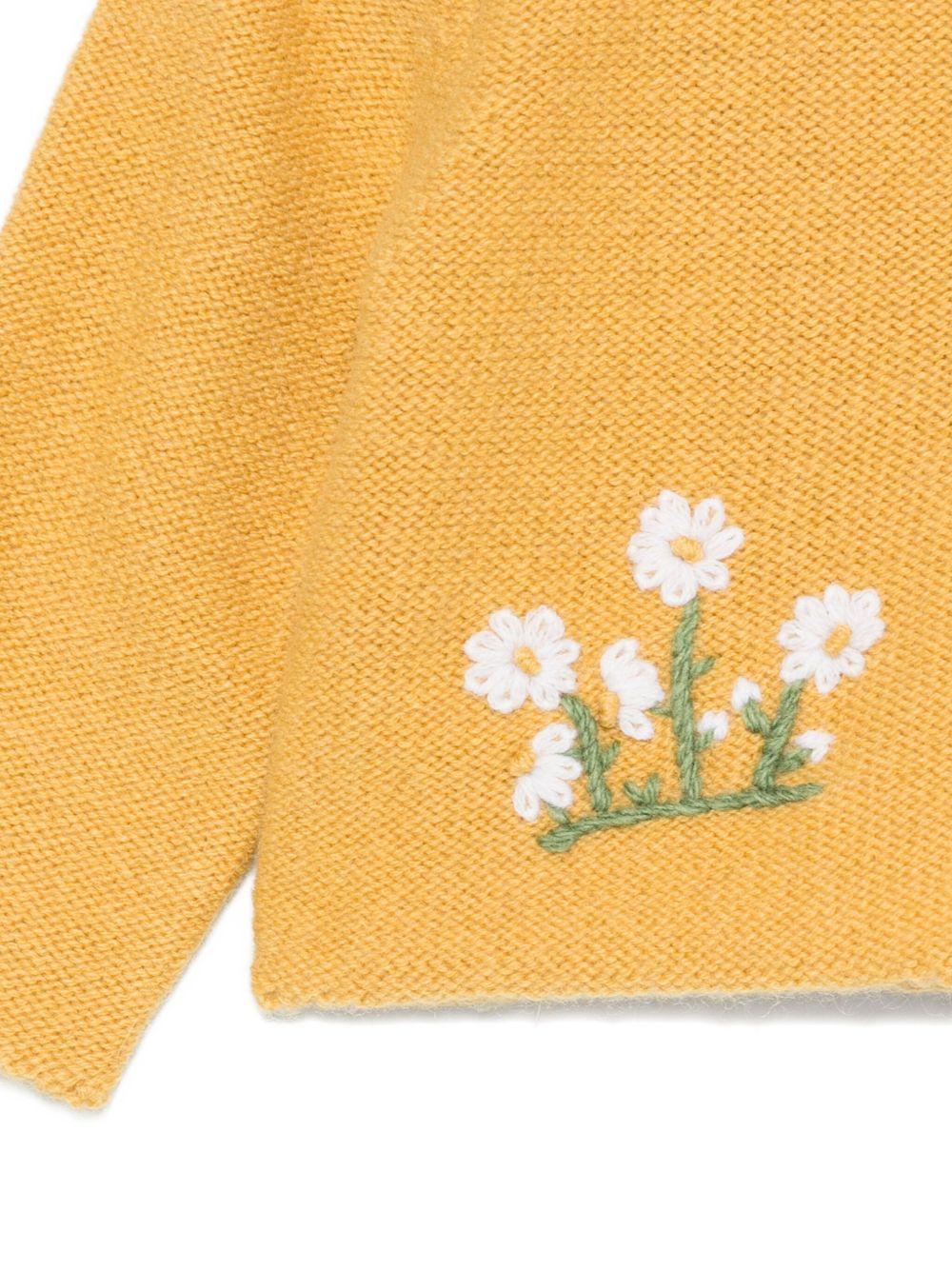 Cardigan per neonata Mariella Ferrari giallo con ricamo a fiori - Image 2