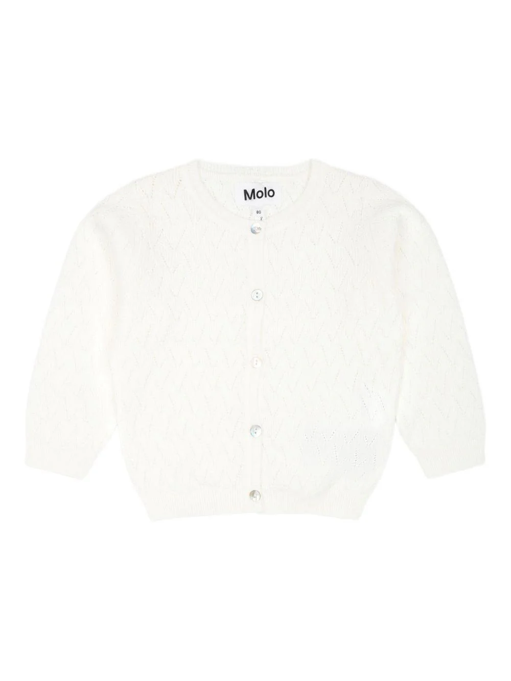 Cardigan per neonata Molo bianco in maglia con scollo rotondo