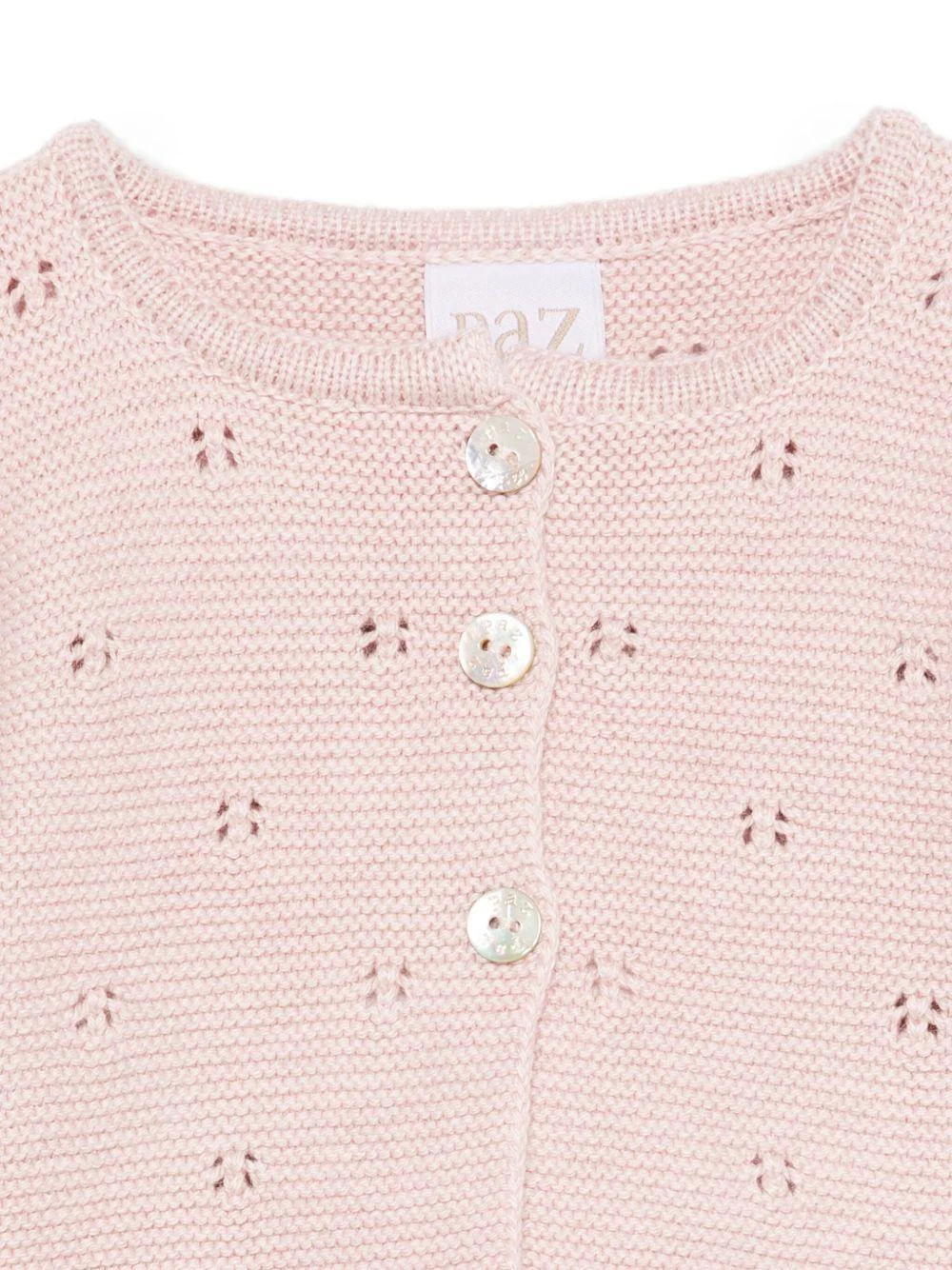 Cardigan per neonata Paz Rodríguez rosa con modello con occhielli - Image 3
