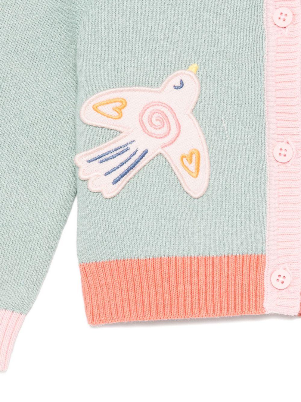 Cardigan per neonata Stella McCartney Kids verde con applicazione - Image 2