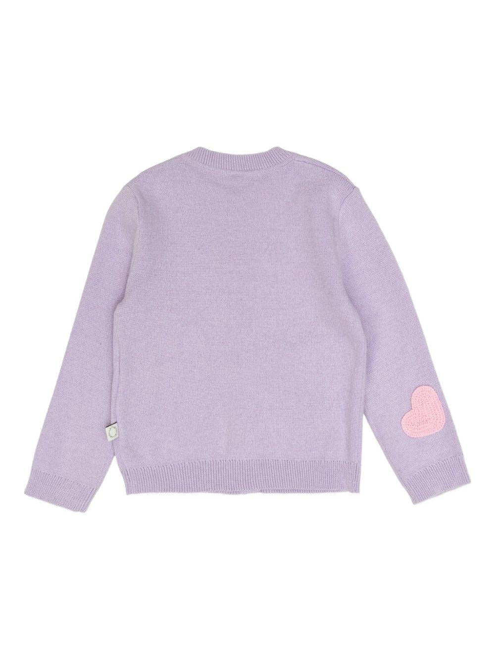Cardigan per neonata Stella McCartney Kids viola con applicazione - Image 3