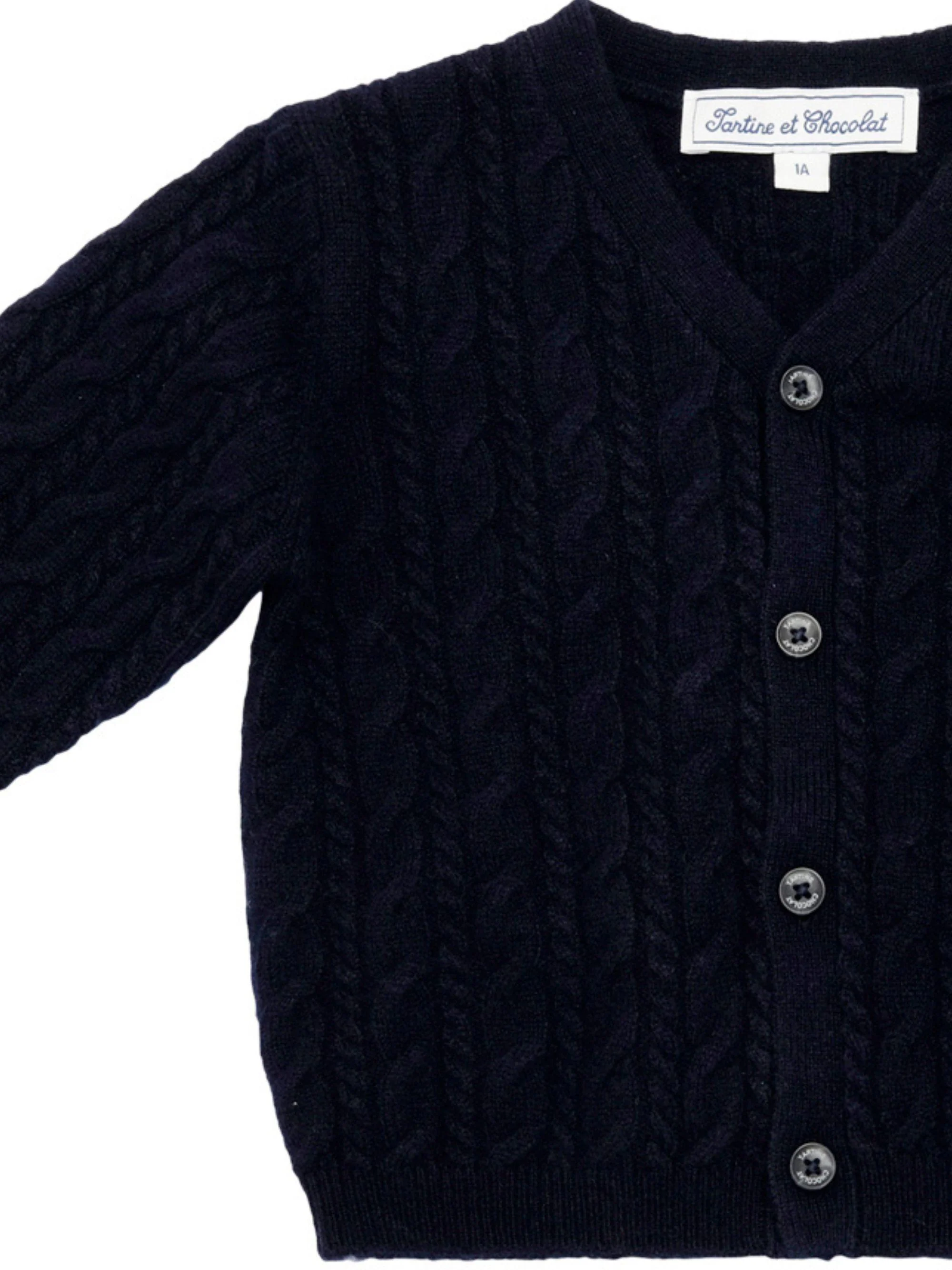 Cardigan per neonata Tartine Et Chocolate blu con chiusura frontale con bottoni - Image 3