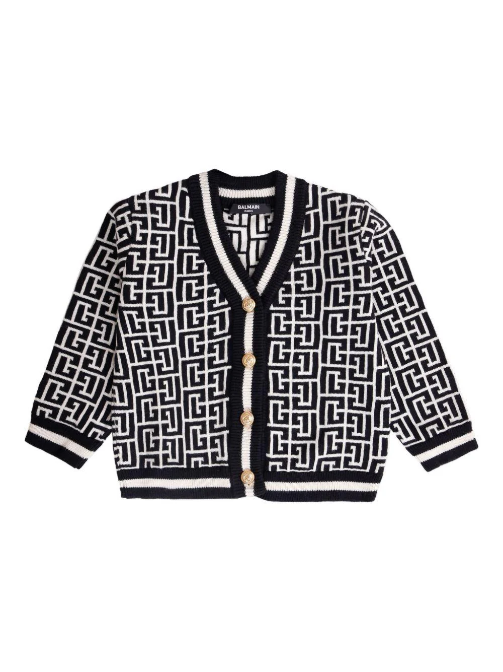 Cardigan per neonato Balmain Kids multicolore con motivo geometrico