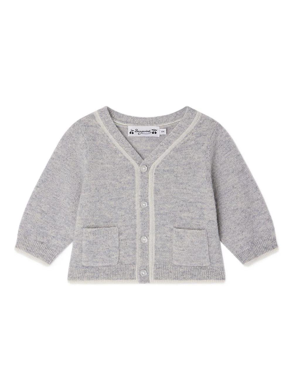 Cardigan per neonato Bonpoint grigio con applicazione