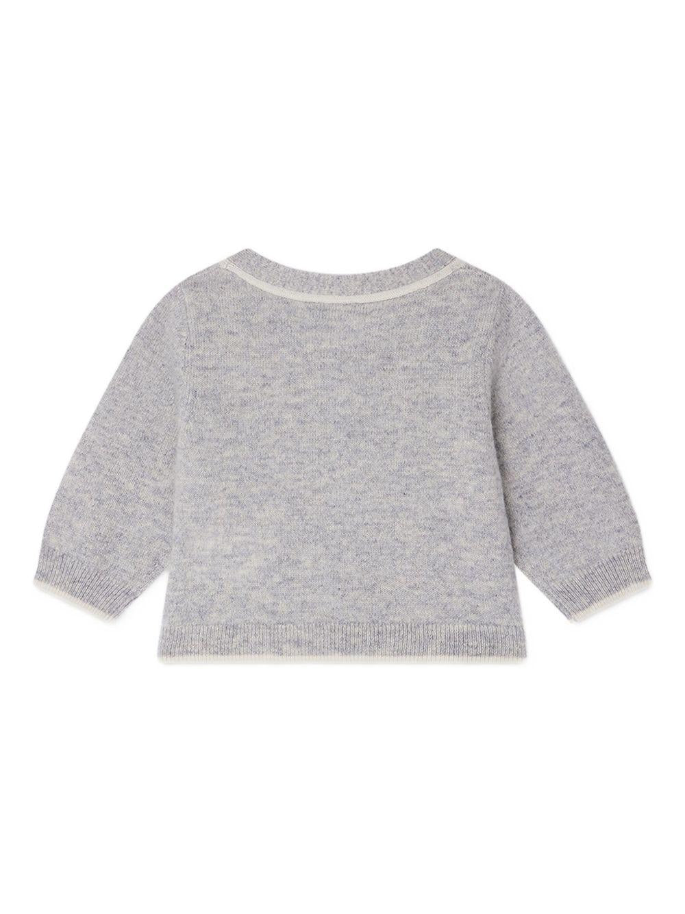 Cardigan per neonato Bonpoint grigio con applicazione - Image 2