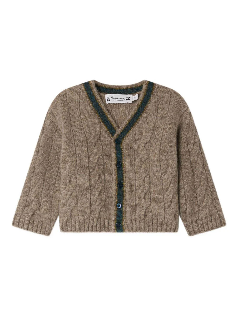 Cardigan per neonato Bonpoint marrone in maglia a trecce