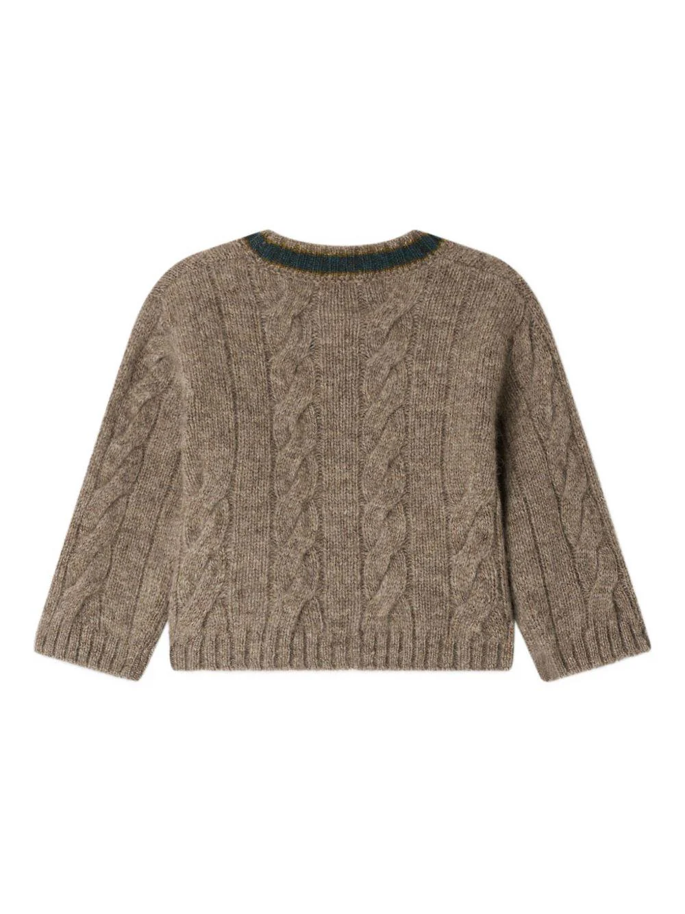 Cardigan per neonato Bonpoint marrone in maglia a trecce - Image 3