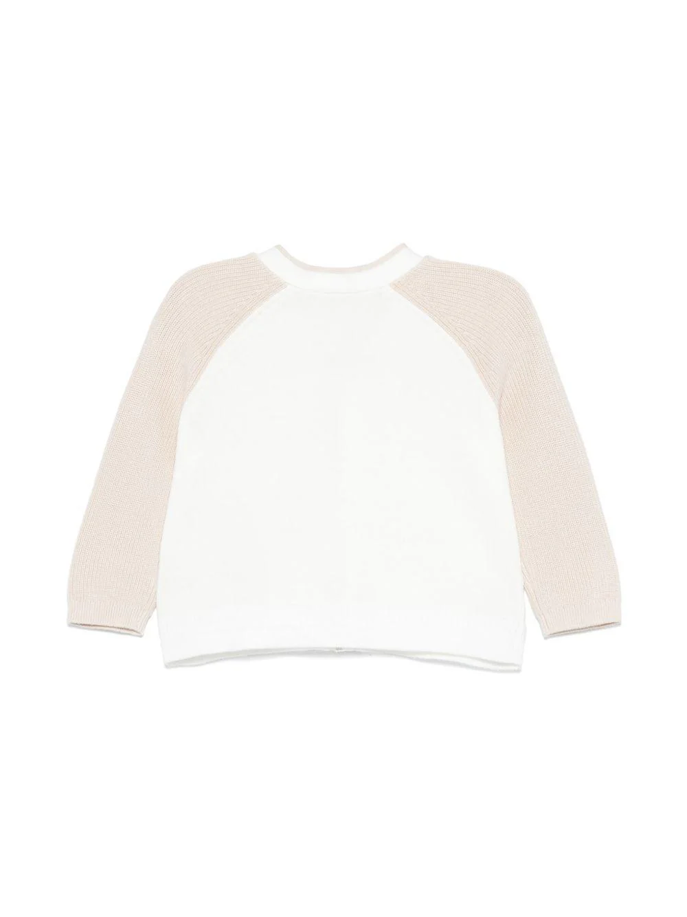 Cardigan per neonato Burberry Kids Ginny Moss bianco con maniche lunghe a contrasto - Image 3