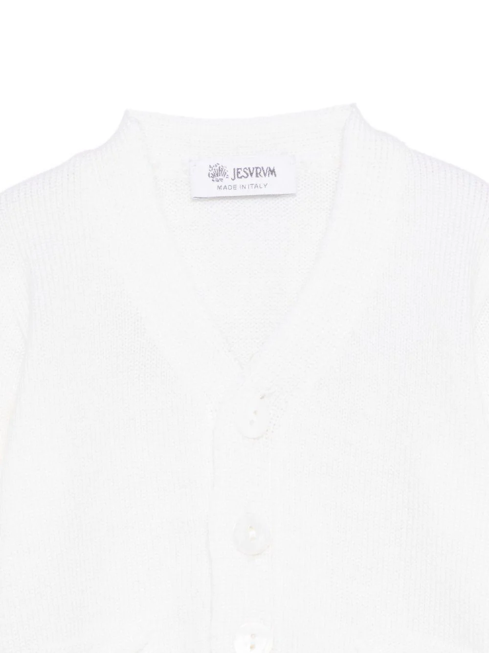 Cardigan per neonato Jesurum Baby bianco con due tasche applicate sul davanti - Image 2