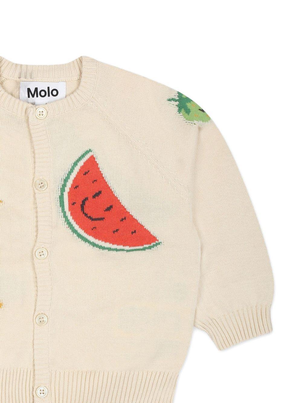 Cardigan per neonato Molo beige con motivo a intarsio e chiusura frontale con abbottonatura - Image 3