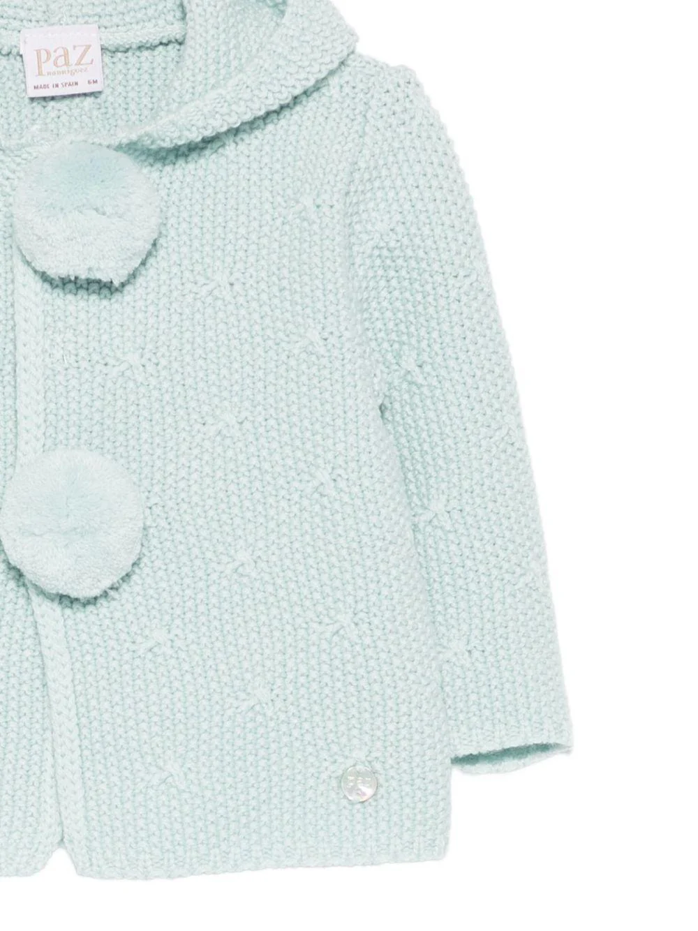 Cardigan per neonato Paz Rodríguez verde con pompon - Image 3