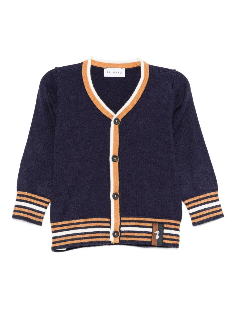 Cardigan per neonato TRUSSARDI JUNIOR blu con dettaglio a righe