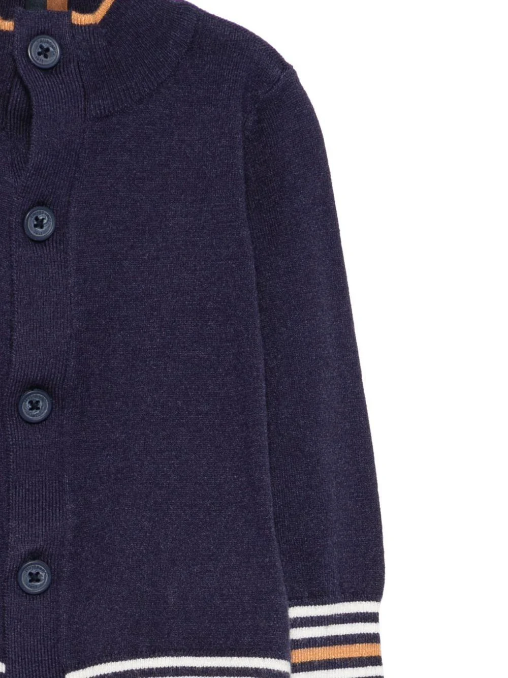 Cardigan per neonato TRUSSARDI JUNIOR blu con polsini a righe - Image 2