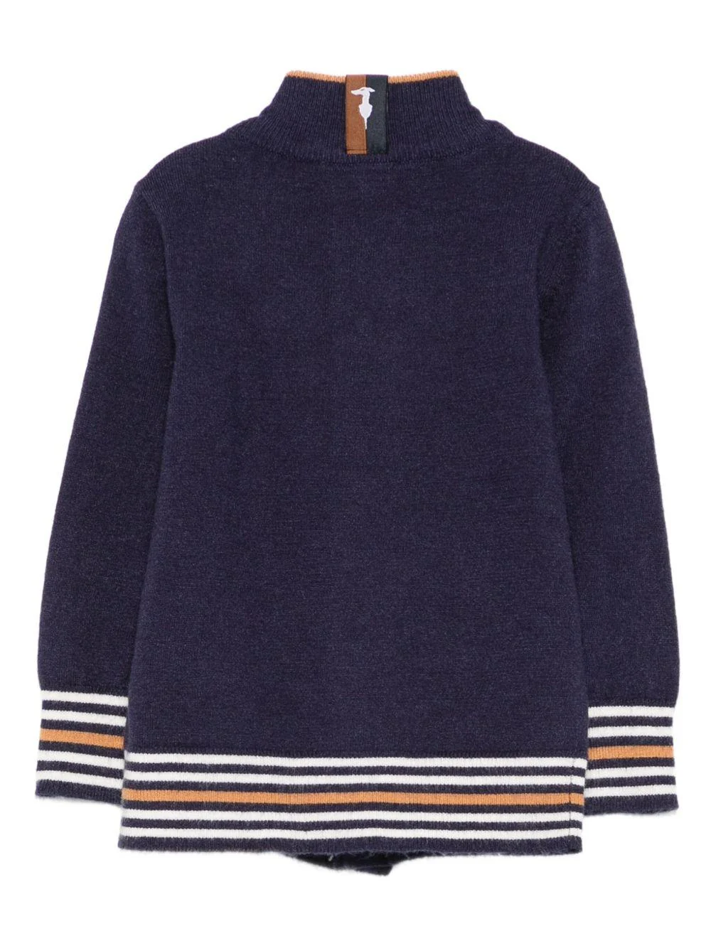 Cardigan per neonato TRUSSARDI JUNIOR blu con polsini a righe - Image 3