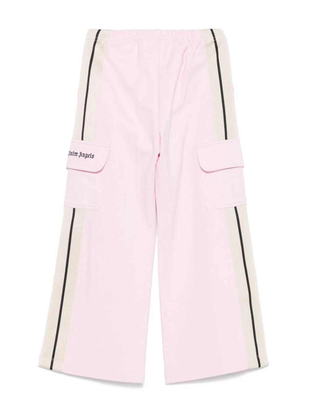 Cargo con tasche laterali per bambina Palm Angels Kids rosa con dettaglio laterale a righe - Image 2