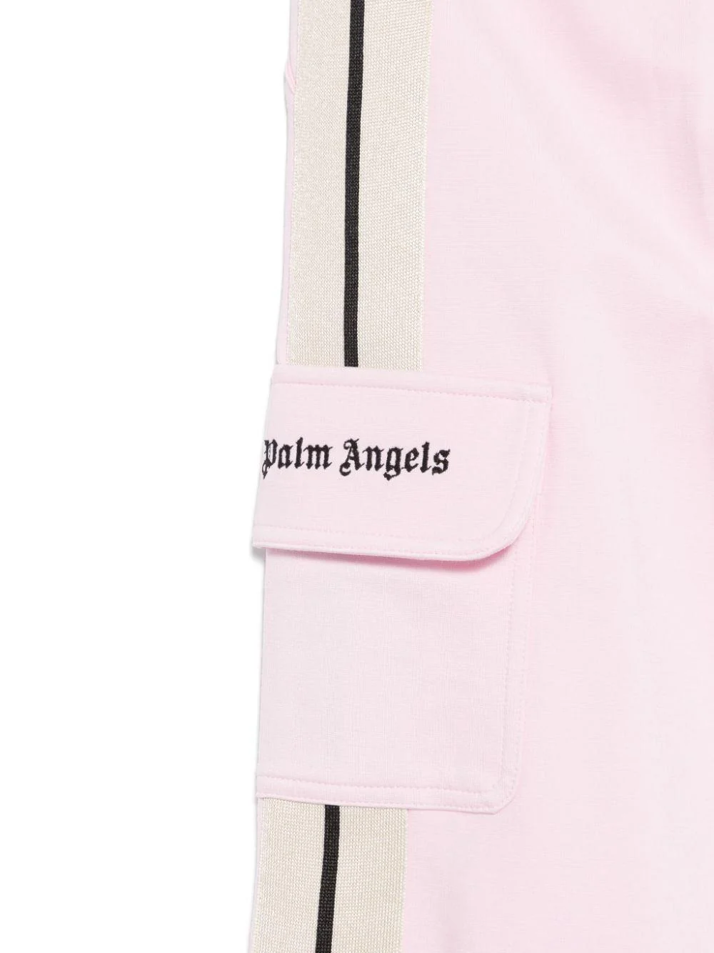 Cargo con tasche laterali per bambina Palm Angels Kids rosa con dettaglio laterale a righe - Image 3