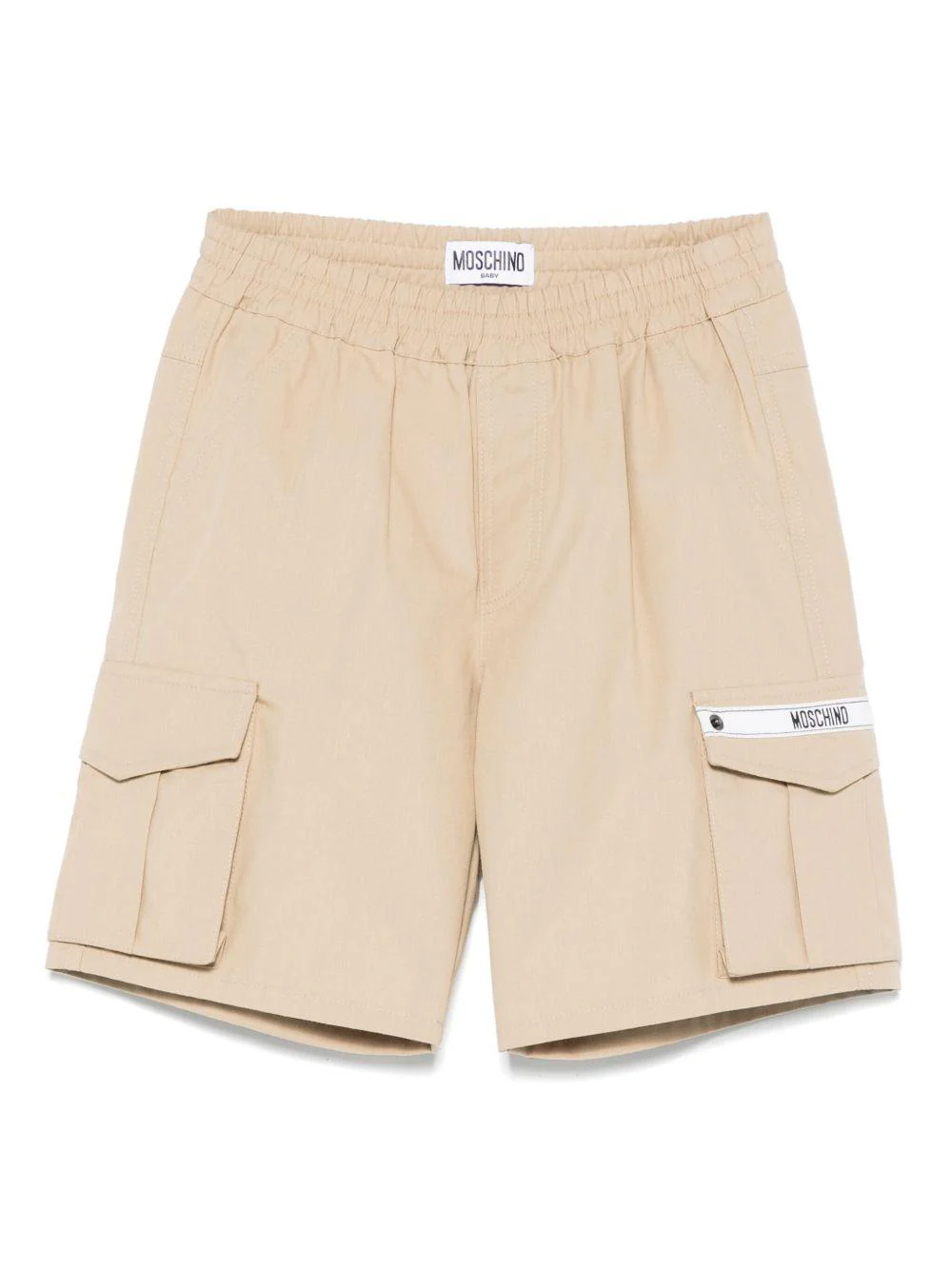 Cargo corti per neonato Moschino Kids beige con applicazione