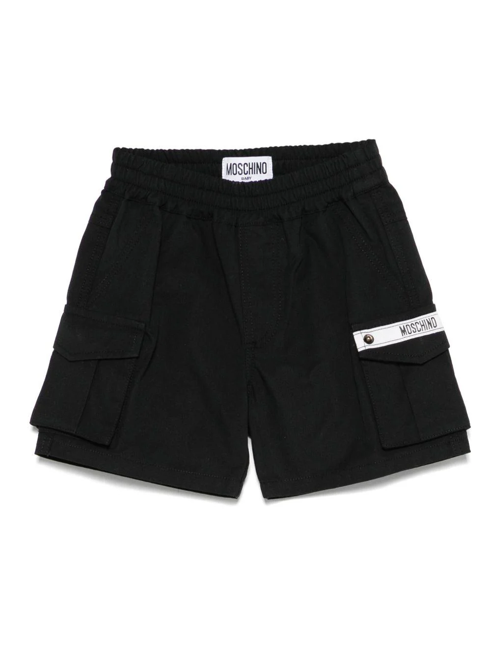Cargo corti per neonato Moschino Kids nero con applicazione