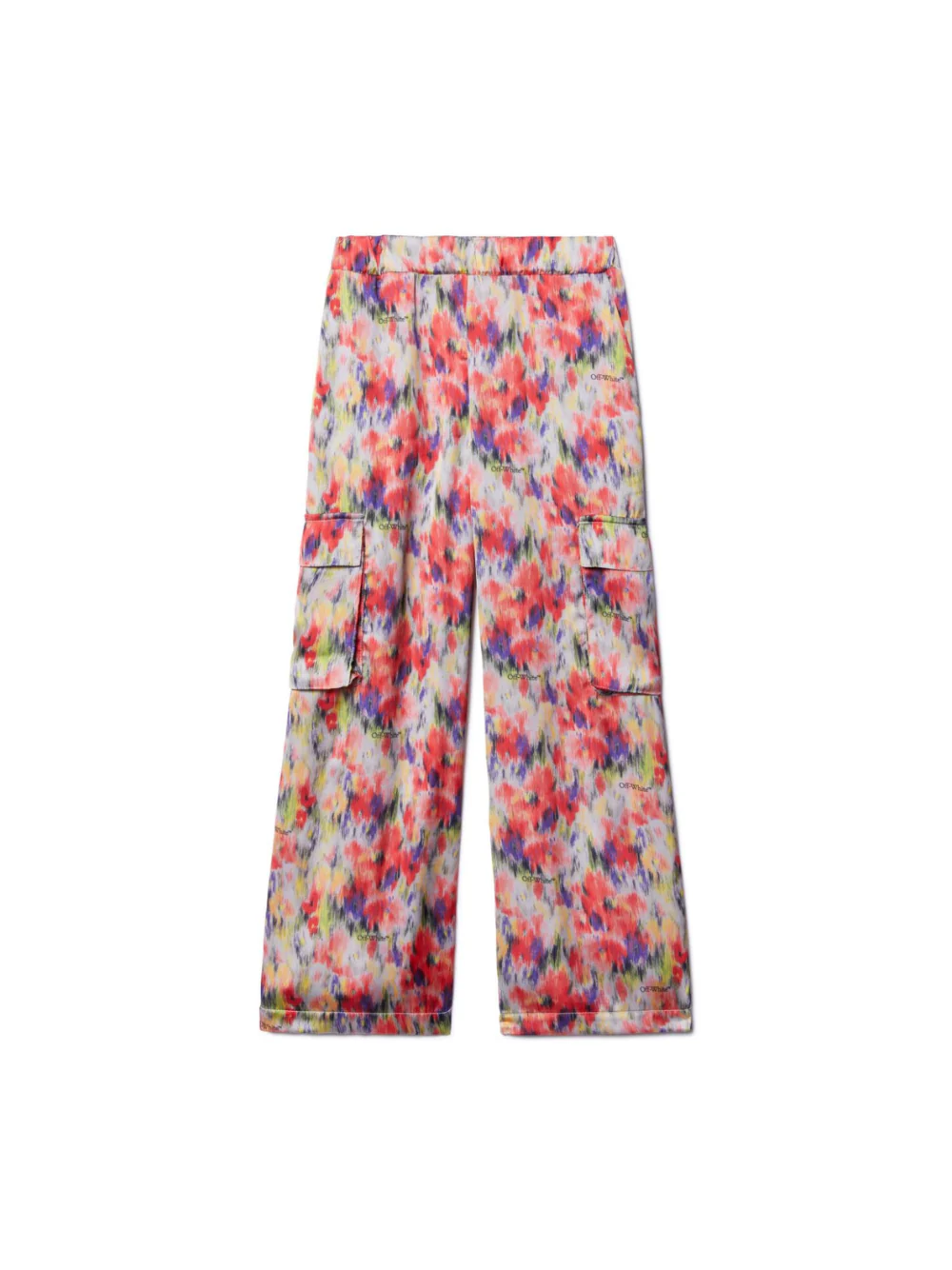 Cargo per bambina Off-White Kids multicolore in crepe de chine con stampa all-over