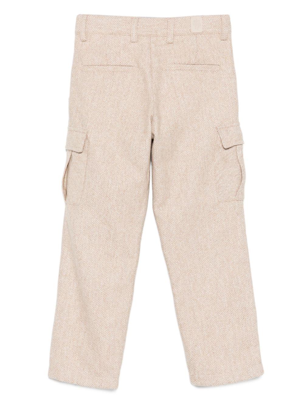 Cargo per bambino Eleventy Kids beige con motivo pied-de-poule - Image 3