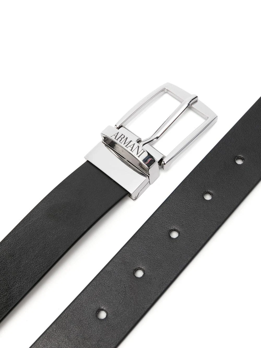 Cintura per bambino Emporio Armani Kids nera con logo inciso - Image 2
