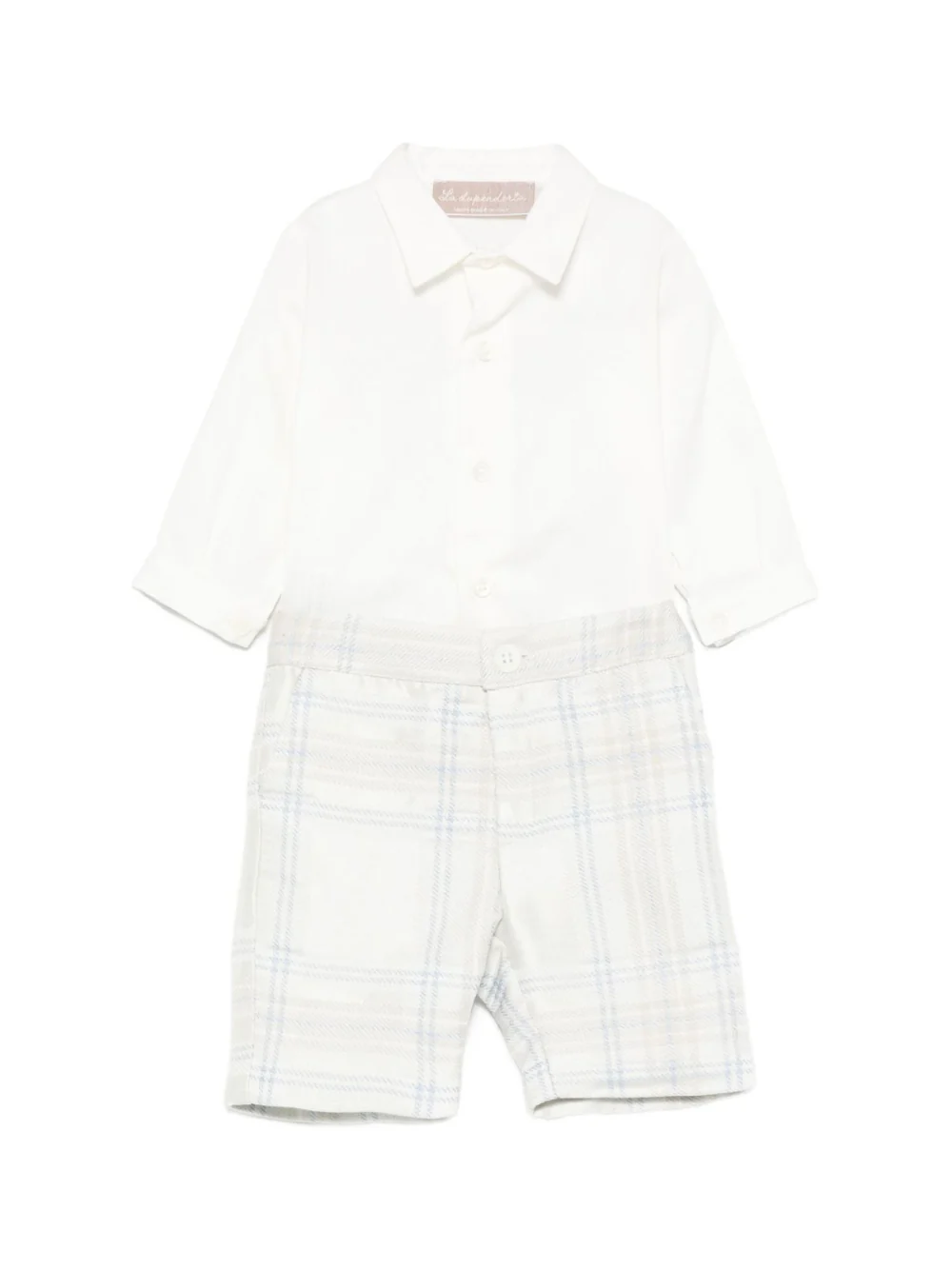 Completo camicia e pantaloncini per neonato La Stupenderia azzurro con motivo a quadri