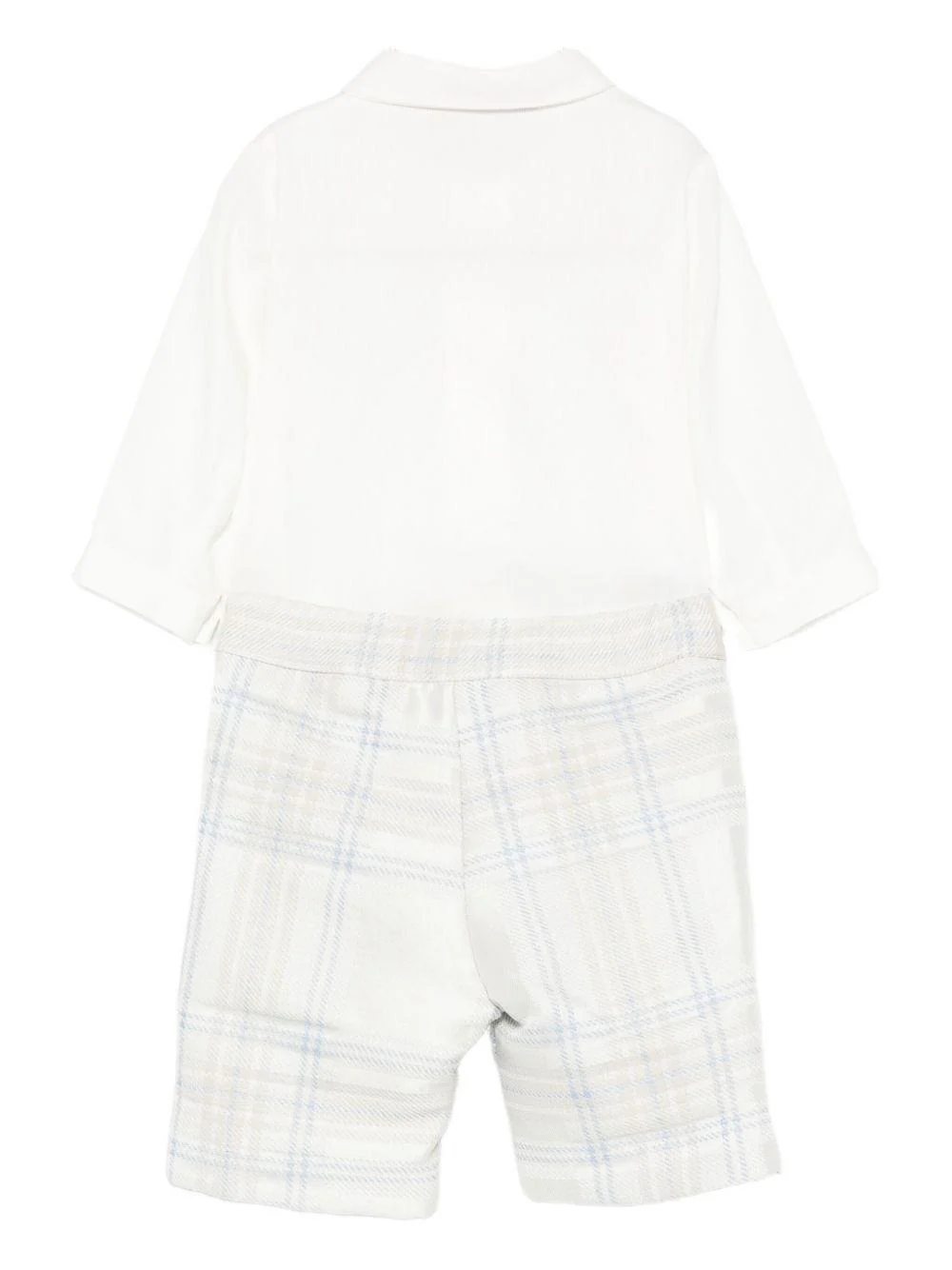 Completo camicia e pantaloncini per neonato La Stupenderia azzurro con motivo a quadri - Image 2
