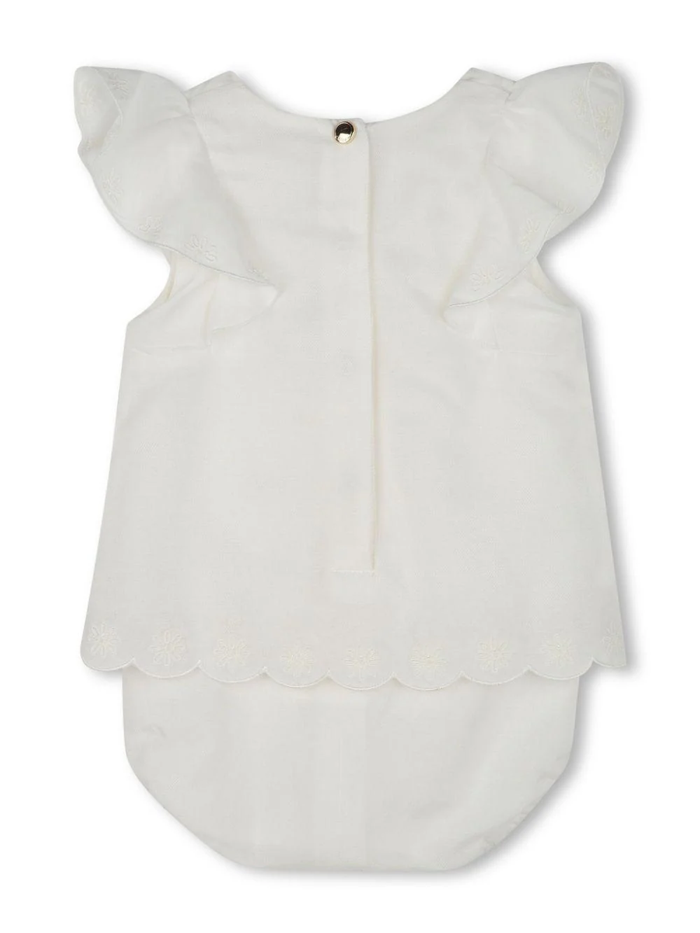 Completo con pantaloncini per neonata Chloé Kids bianco misto cotone e seta - Image 2