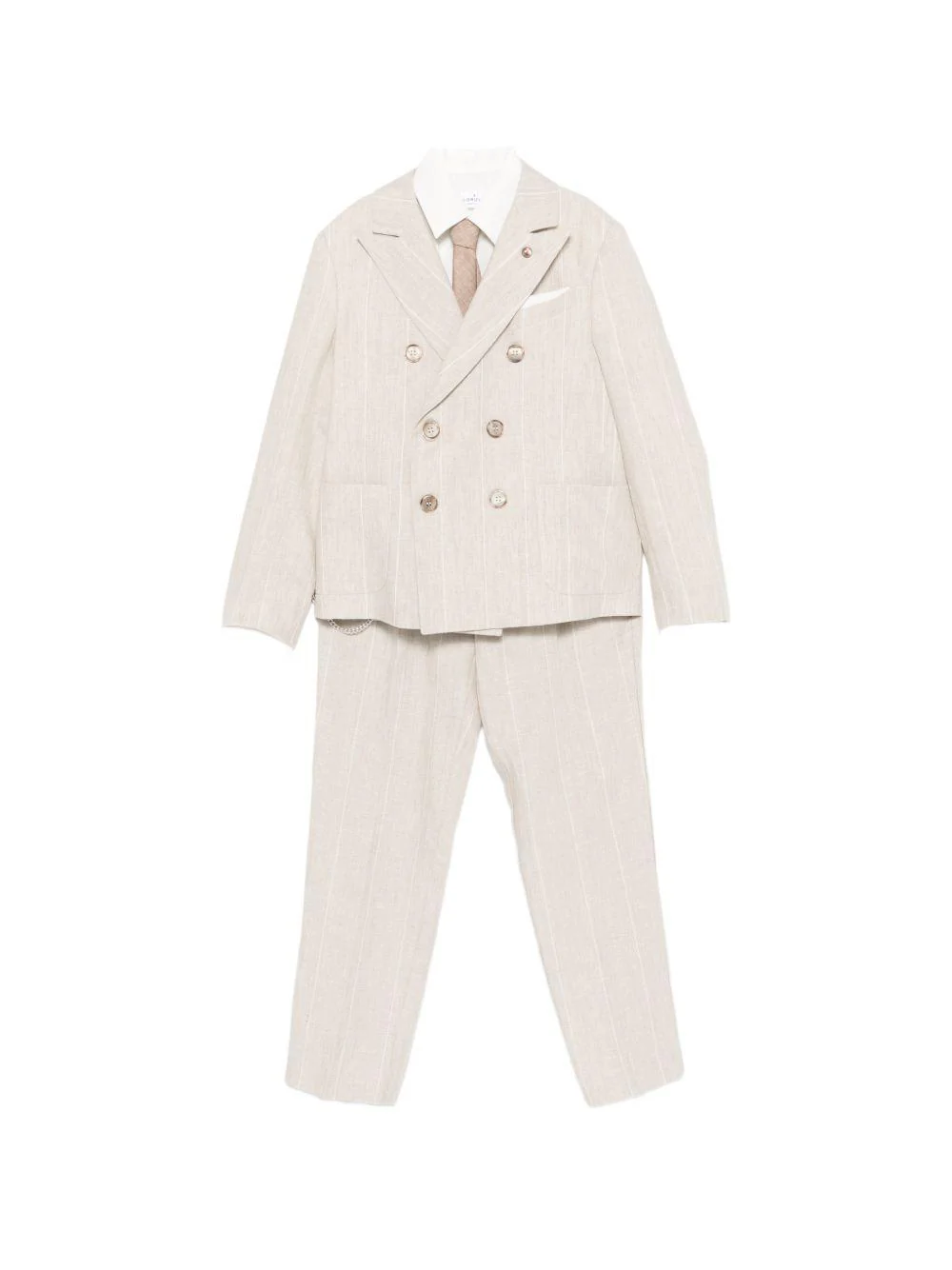 Completo per bambino Colorichiari beige con motivo gessato (5 pezzi)