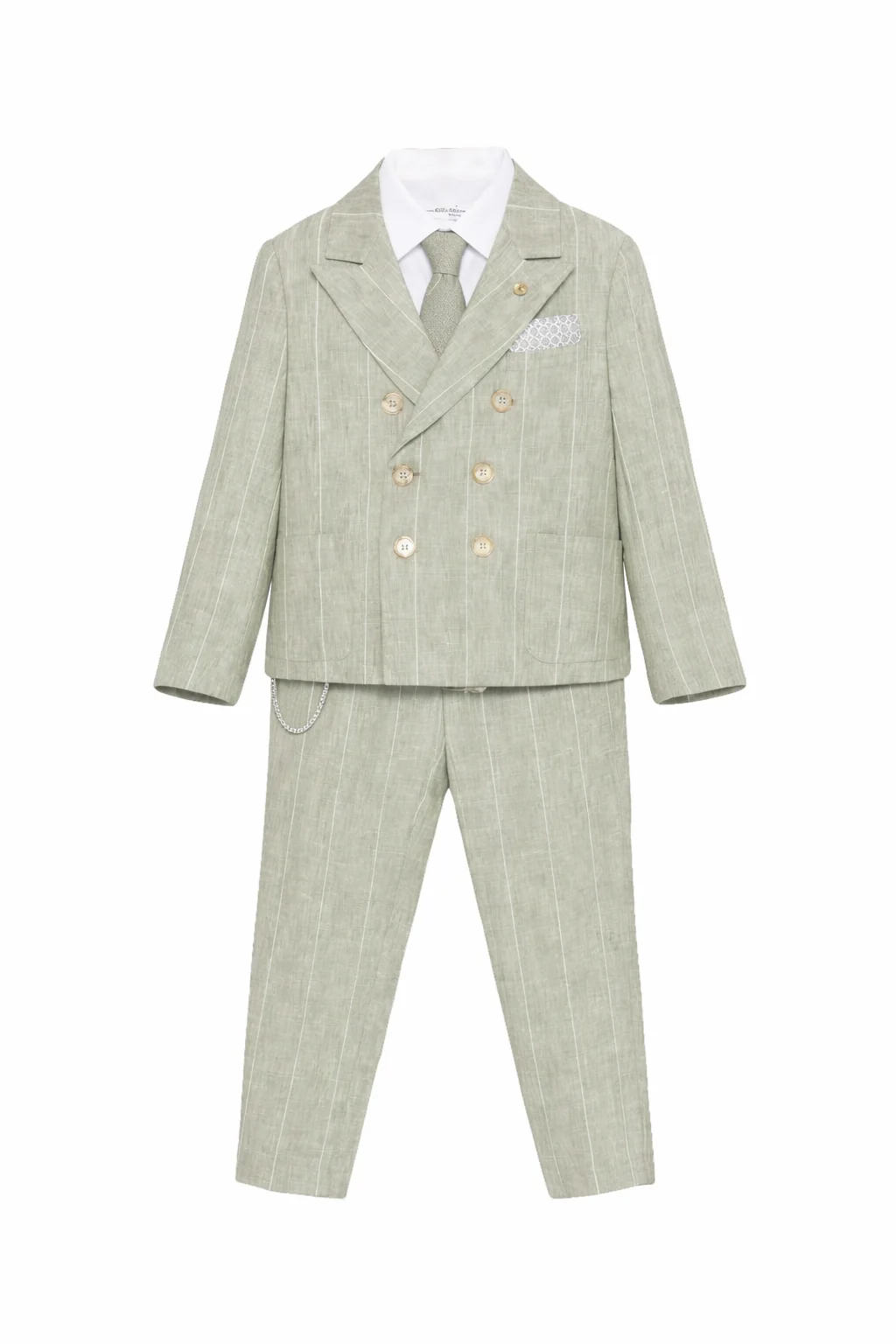 Completo per bambino Colorichiari verde con motivo gessato (5 pezzi)