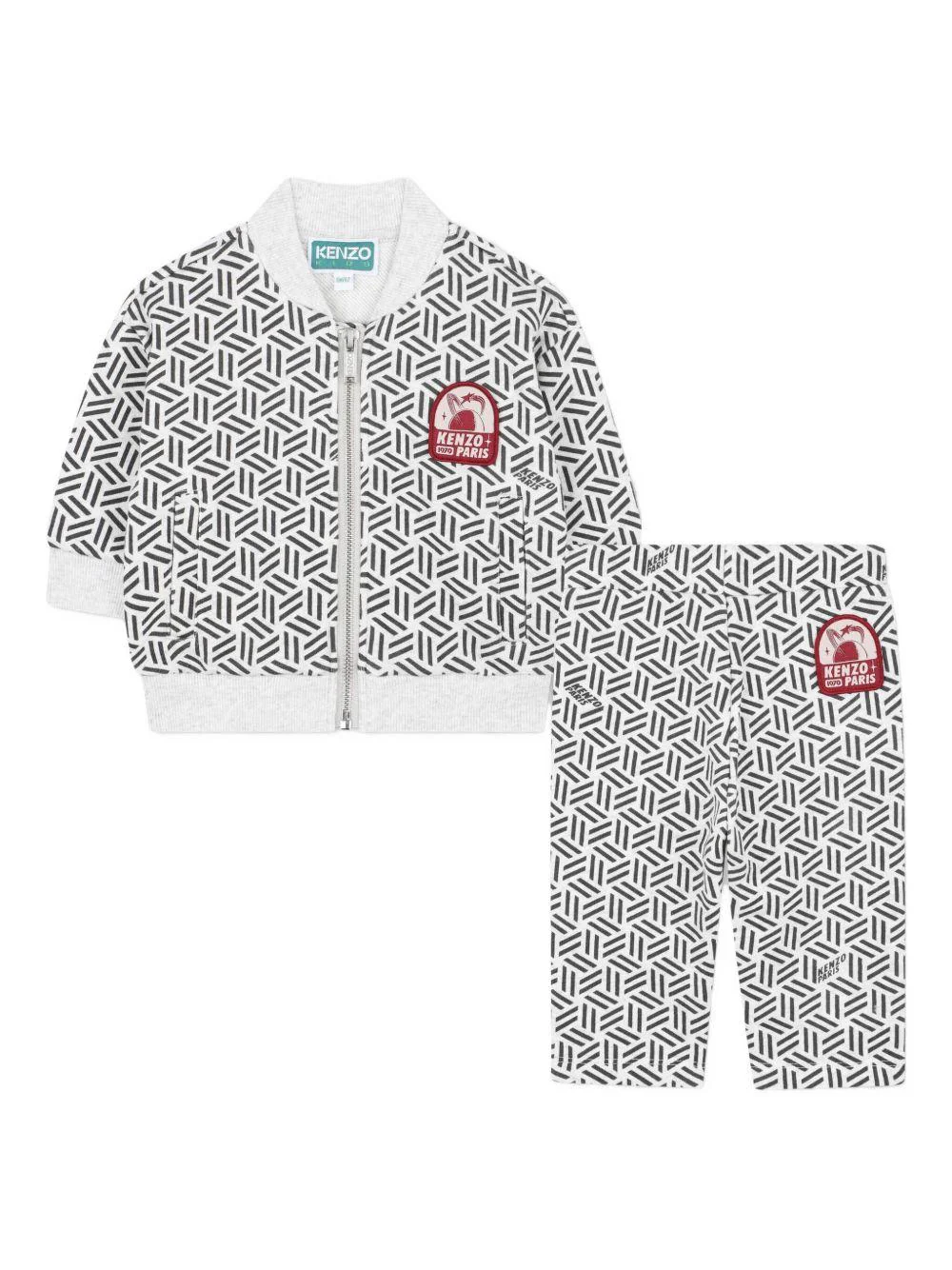 Completo tuta sportiva per neonato Kenzo Kids grigio con motivo con ricamo geometrico