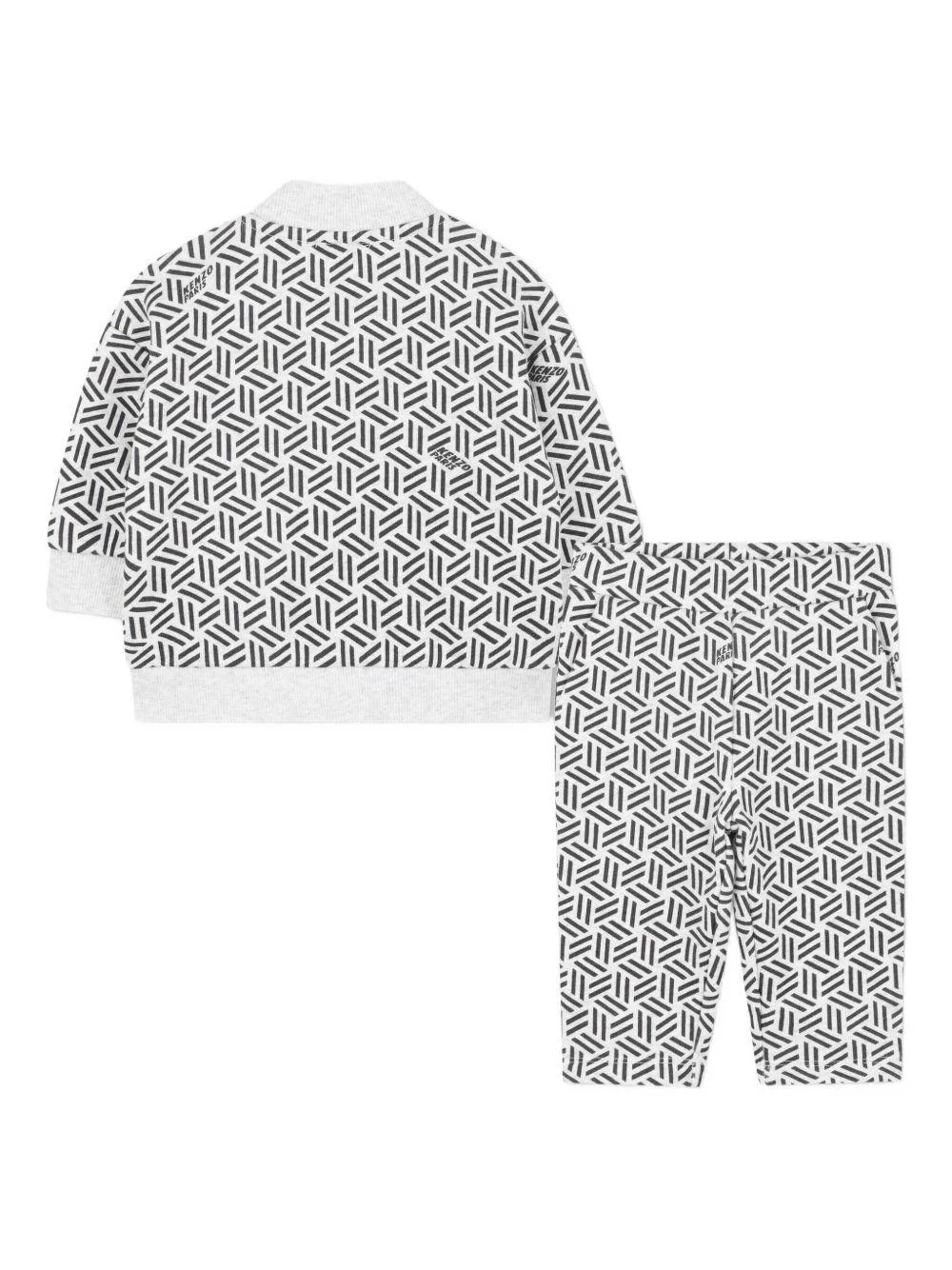 Completo tuta sportiva per neonato Kenzo Kids grigio con motivo con ricamo geometrico - Image 2