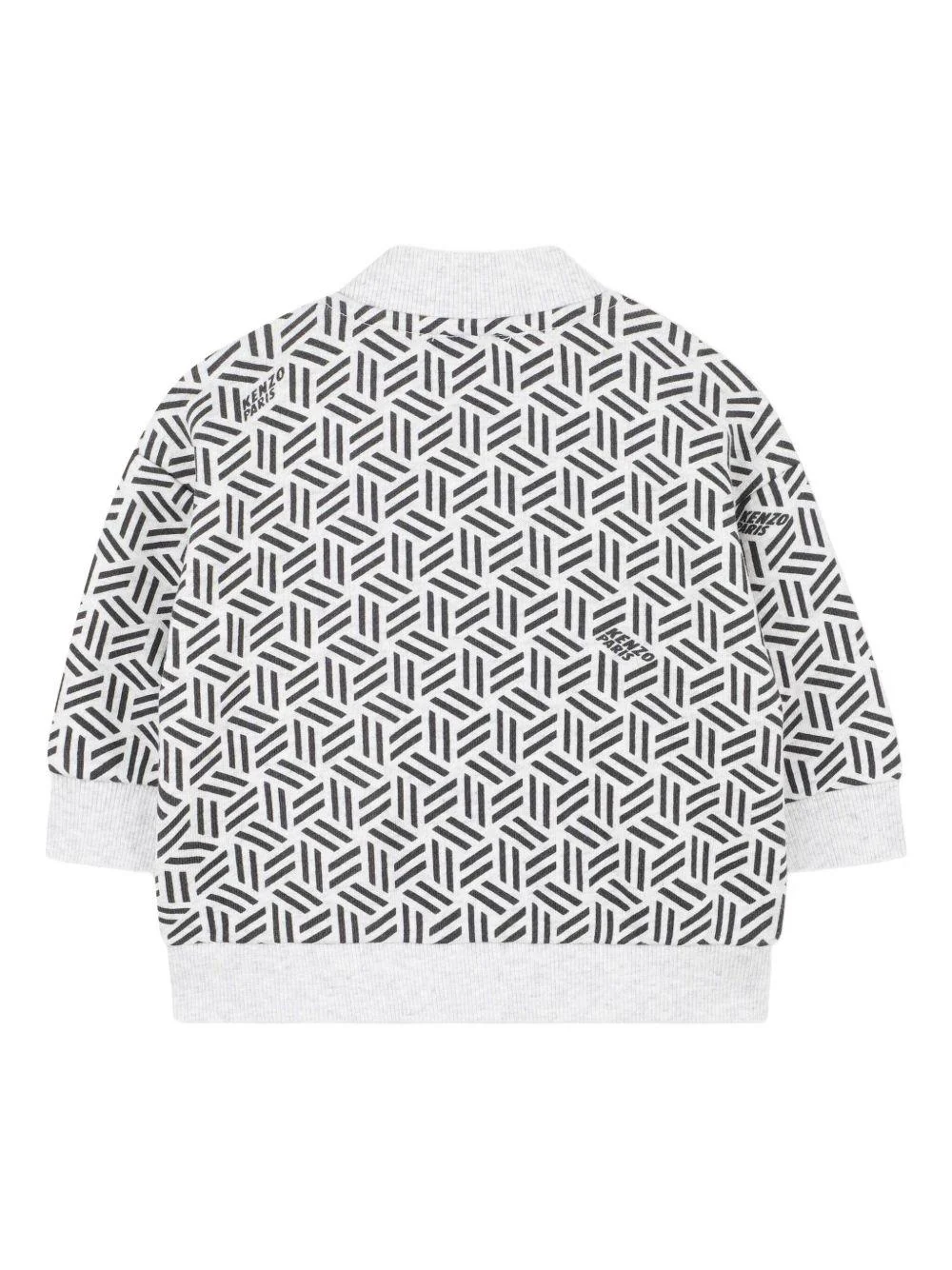 Completo tuta sportiva per neonato Kenzo Kids grigio con motivo con ricamo geometrico - Image 3