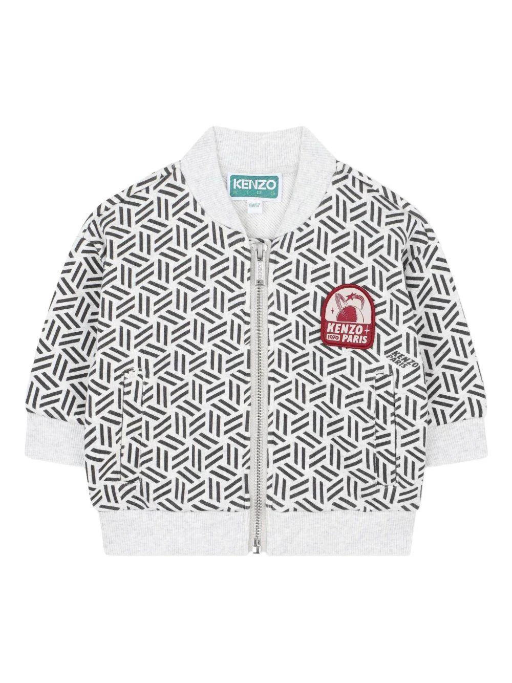 Completo tuta sportiva per neonato Kenzo Kids grigio con motivo con ricamo geometrico - Image 5