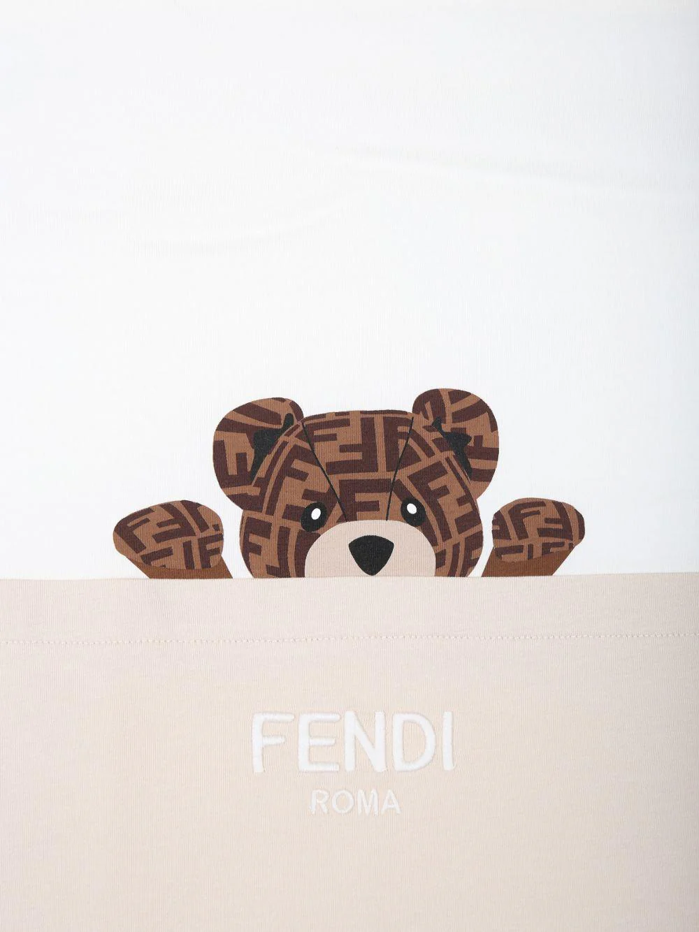 Coperta per neonati Fendi Kids beige con stampa con orsetto - Image 3