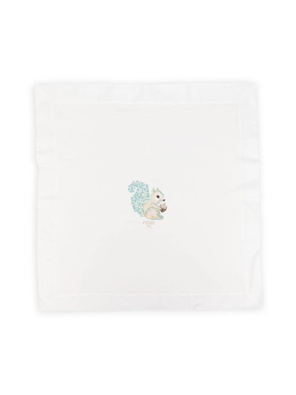 Coperta per neonati Fendi Kids bianca con stampa scoiattolo