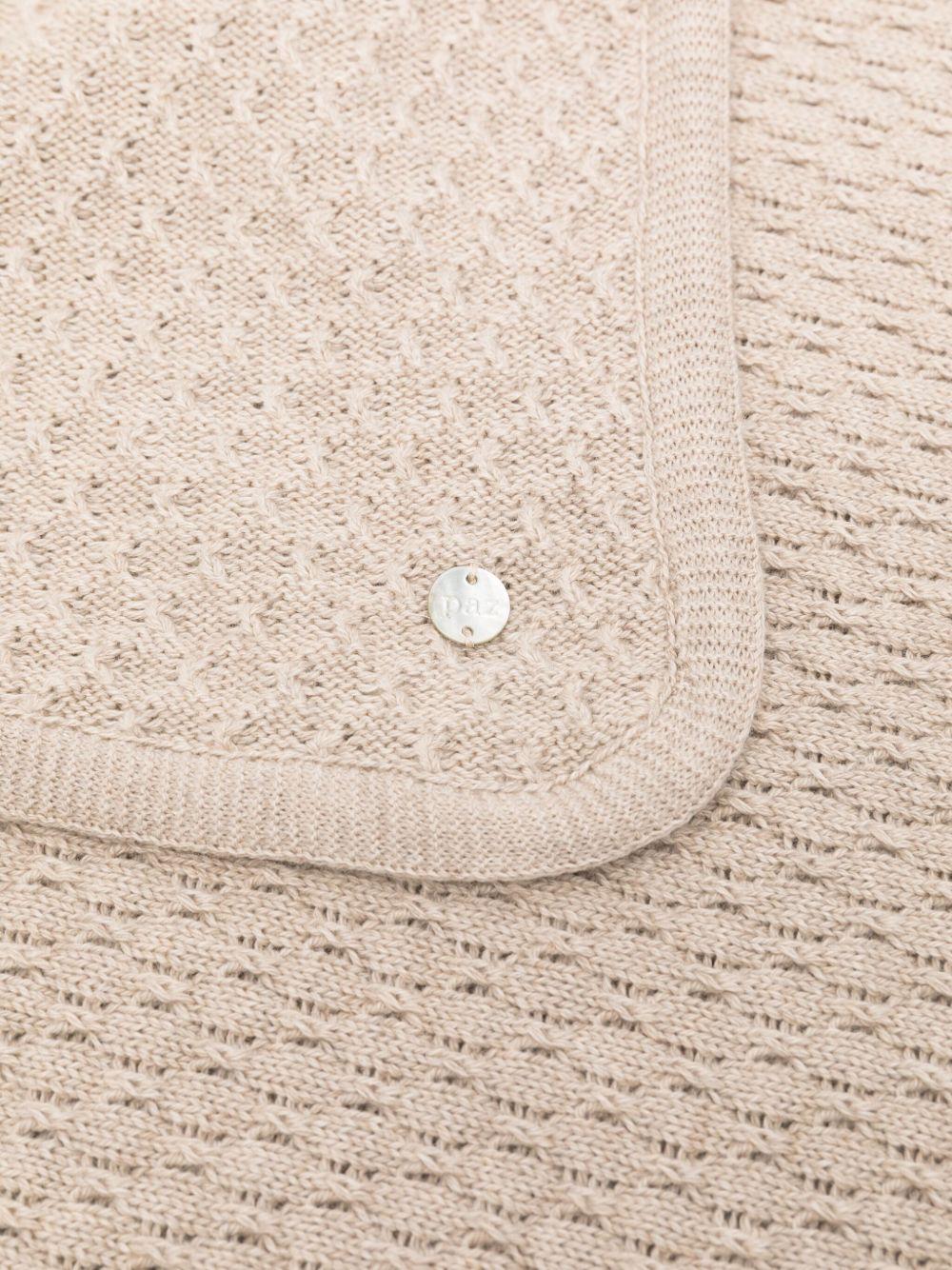 Coperta per neonati Paz Rodrìguez beige con logo in tessuto testurizzato - Image 3