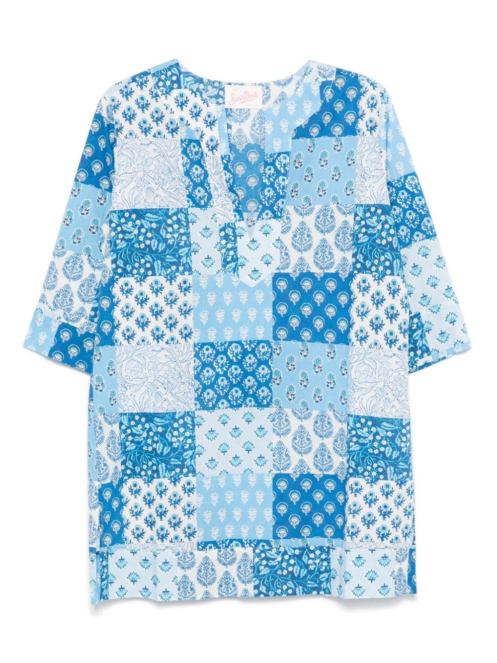 Copricostume per donna MC2 Saint Barth azzurro con design patchwork