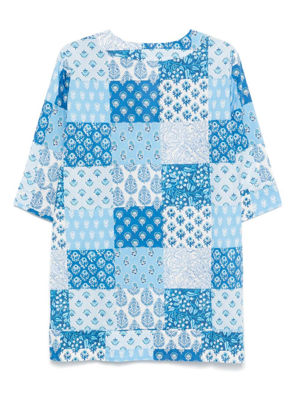 Copricostume per donna MC2 Saint Barth azzurro con design patchwork - Image 2