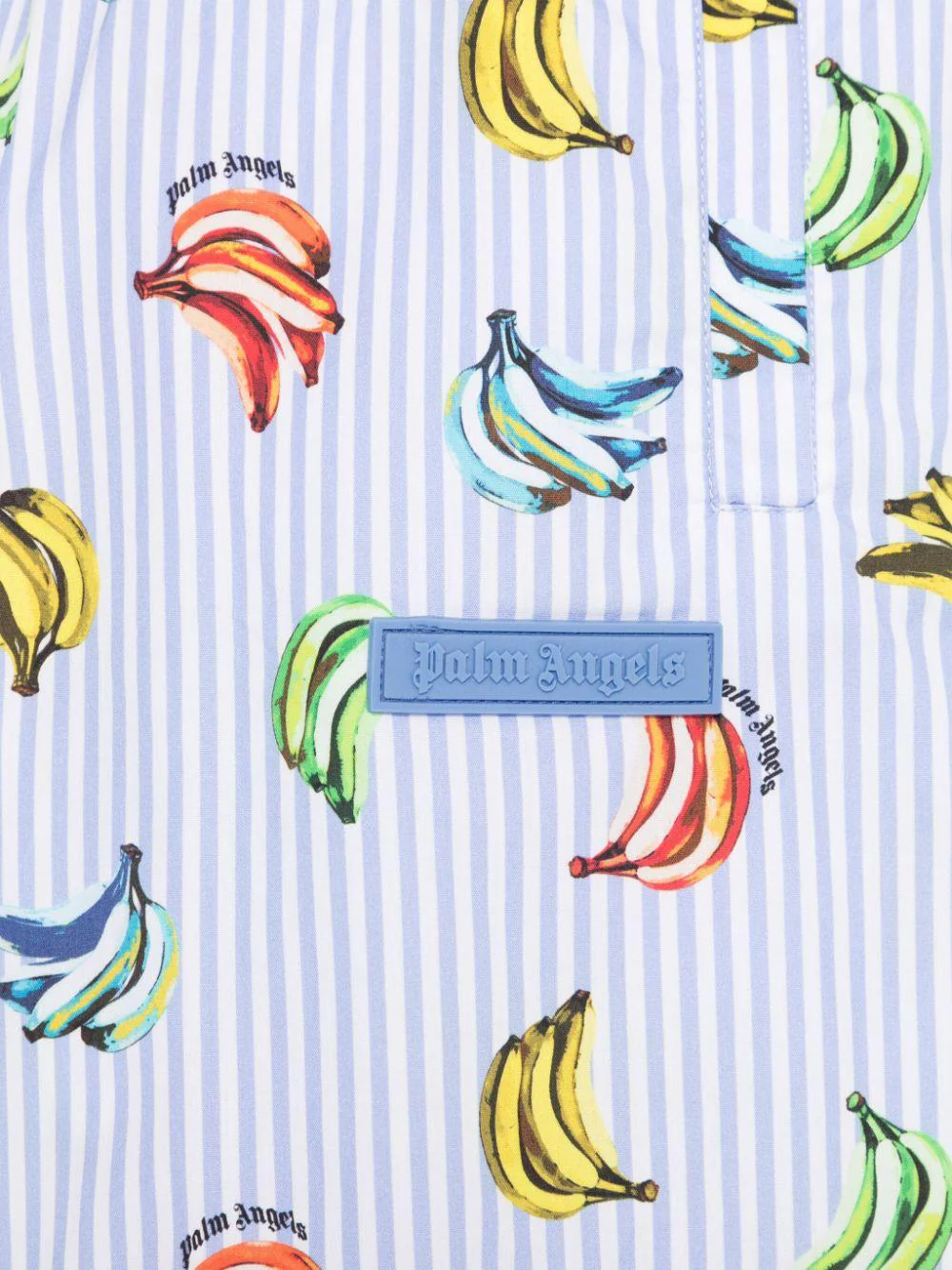 Costume con stampa banana per bambino Palm Angels Kids azzurro con motivo gessato - Image 3