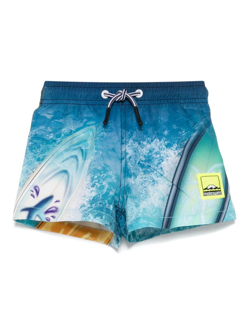 Costume da bagno perneonato Molo blu con motivo grafico all-over