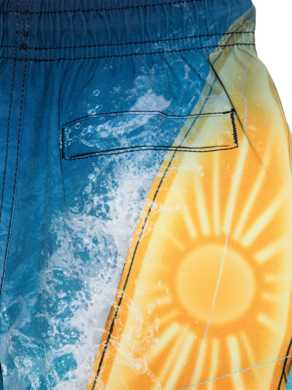 Costume da bagno perneonato Molo blu con motivo grafico all-over - Image 2