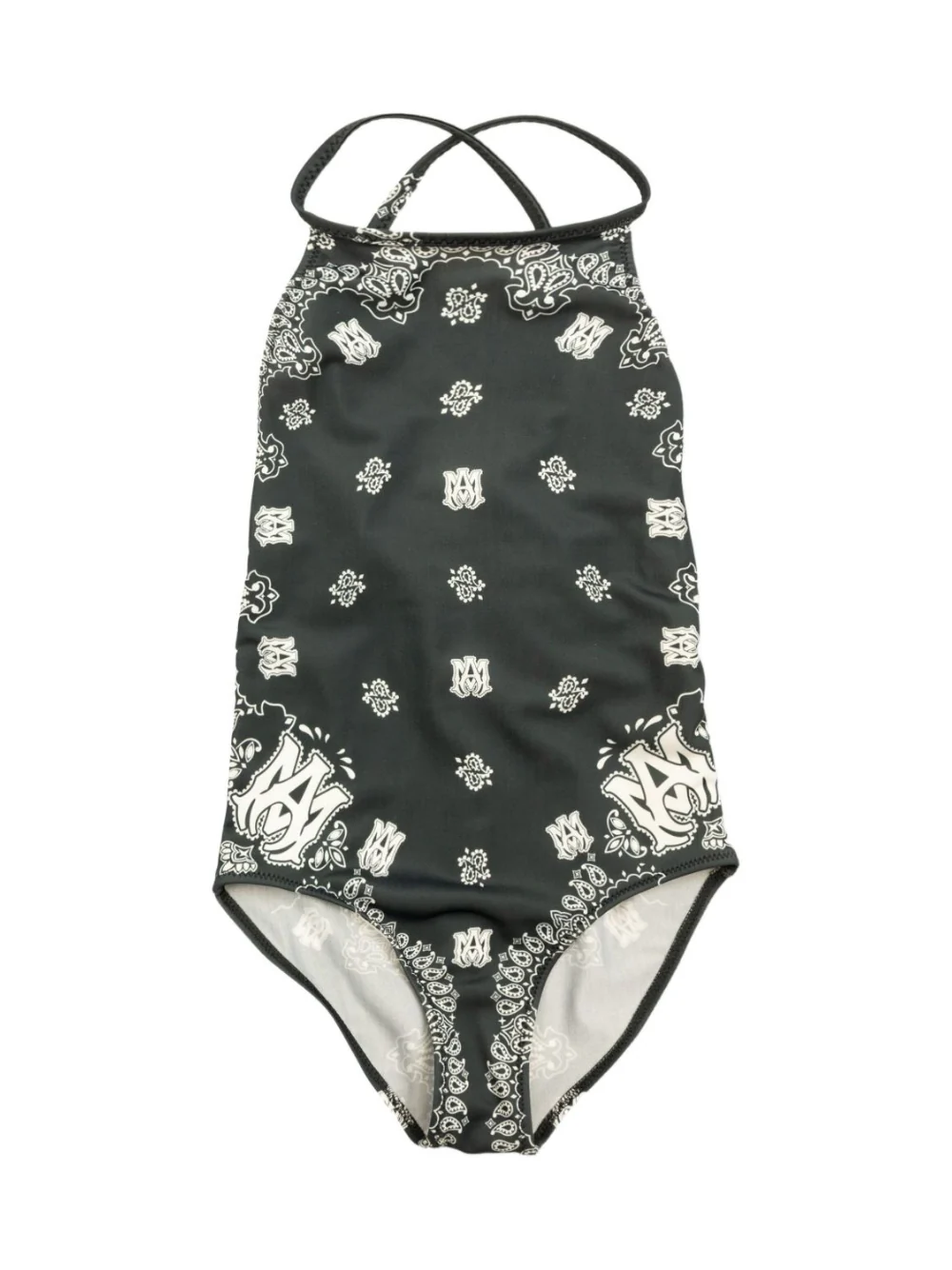 Costume intero per bambina Amiri Kids verde con stampa Paisley