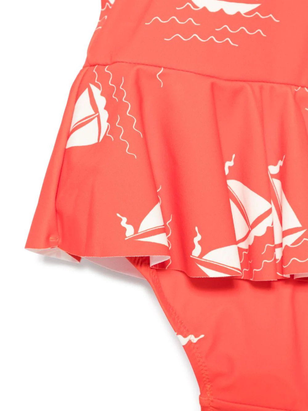 Costume intero per bambina Mini Rodini rosso con stampa con dettagli ruches - Image 2