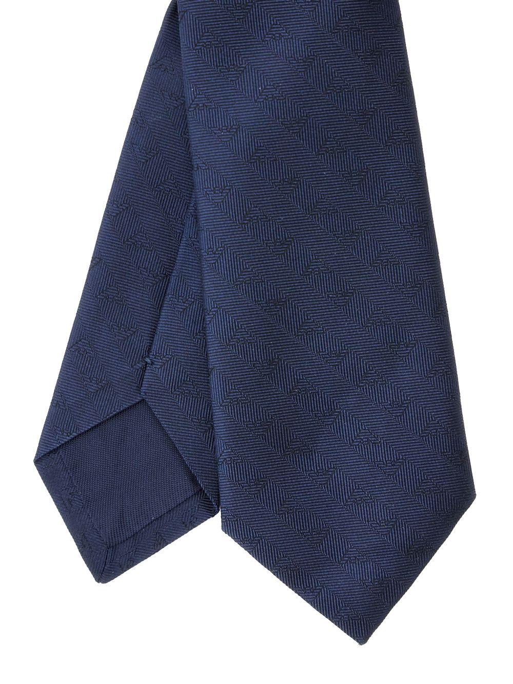 Cravatta per bambino Emporio Armani kids blu con stampa logo - Image 3