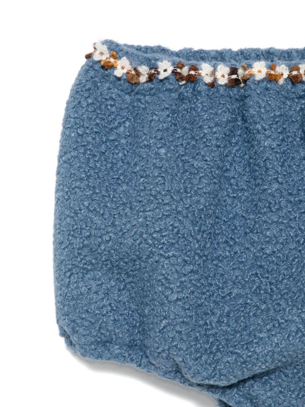 Shorts per bambina A'lapage azzurri con rifiniture floreali - Image 3