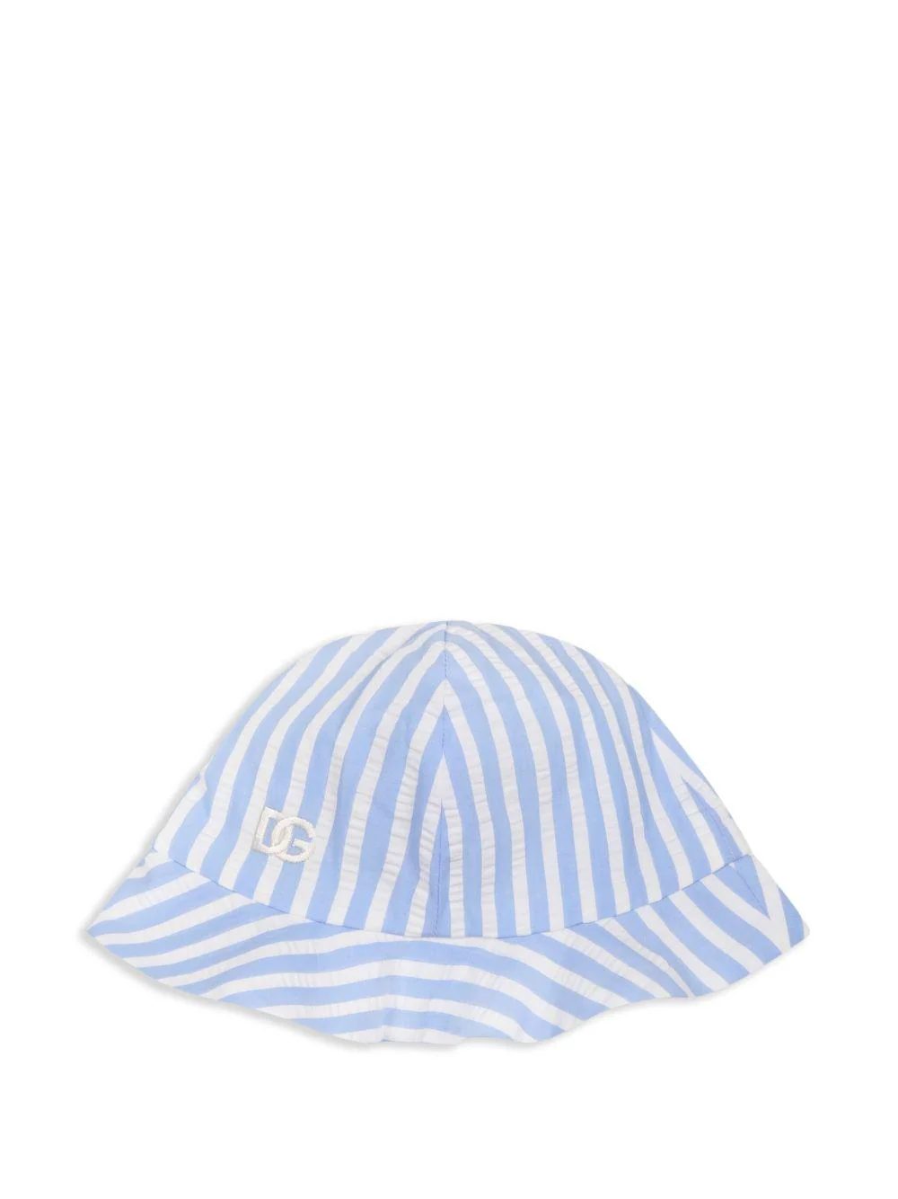Cappello bucket con ricamo per neonata Dolce & Gabbana Kids azzurro con tesa stretta e bassa