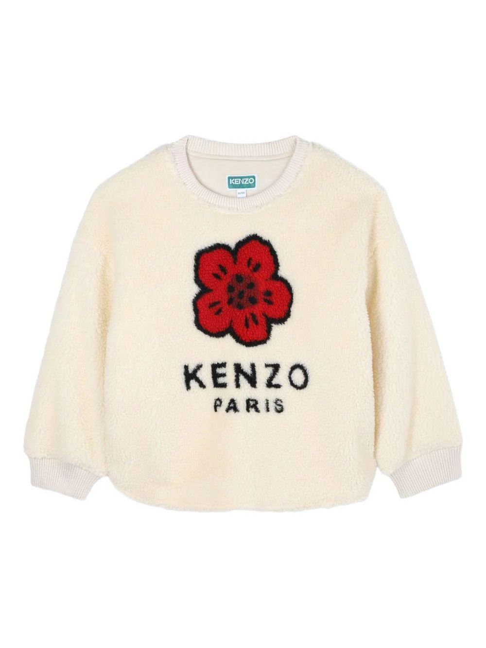 Felpa Boke Flower per bambina Kenzo Kids beige con girocollo a coste